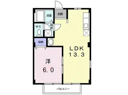 グリーンヒルズ2(1LDK/1階)の間取り写真