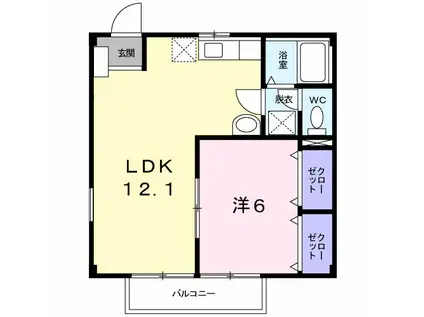 ニューシティコスモ2(1LDK/2階)の間取り写真