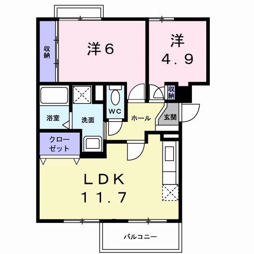 シティーコートSUMISHOⅡ(2LDK/2階)の間取り写真