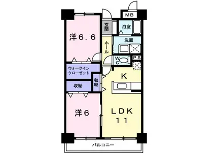 KOHOKU MTY B(2LDK/2階)の間取り写真