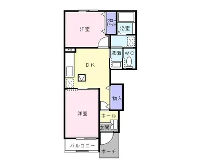 てぃーだ A(2DK/1階)の間取り写真