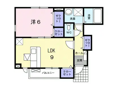 フラットワイズ(1LDK/1階)の間取り写真