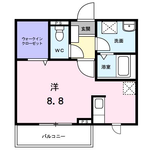 アビタシオン渡Ⅱ(ワンルーム/2階)の間取り写真