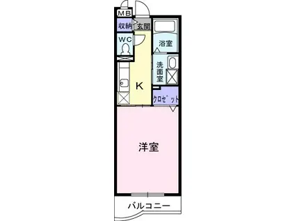 アームズ百合丘 Ⅲ(1K/1階)の間取り写真