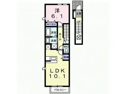 ボヌール・シゴーニュ Ⅱ(1LDK/2階)の間取り写真