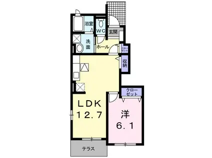 プロムナードⅡ(1LDK/1階)の間取り写真