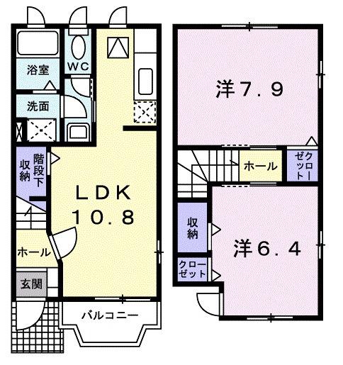 フローラルハイツⅢ(2LDK/1階)の間取り写真