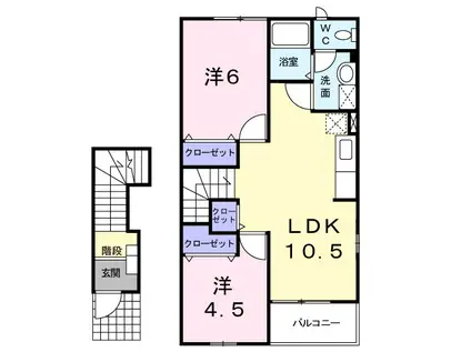 アースブラウンK・TⅢ(2LDK/2階)の間取り写真