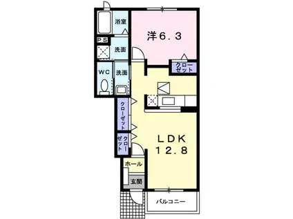 Mステージ天神Ⅲ(1LDK/1階)の間取り写真