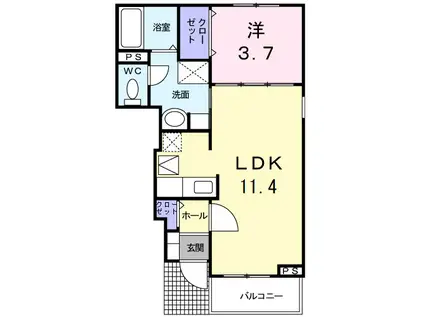 ベルクレイオ1(1LDK/1階)の間取り写真