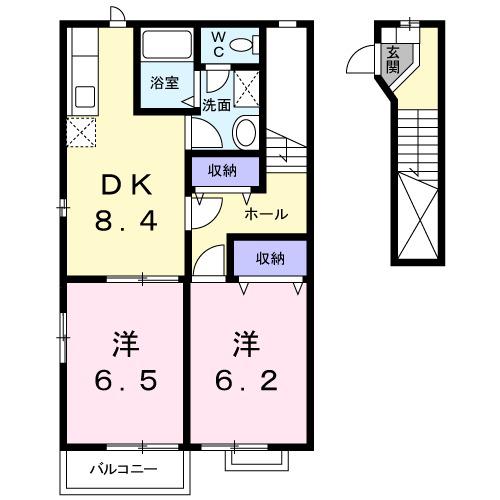 サンパティークⅡ(2DK/2階)の間取り写真