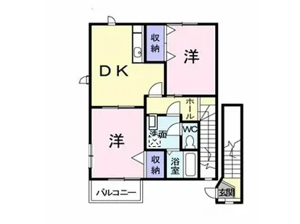 ミレニアJ・K Ⅰ(2DK/2階)の間取り写真