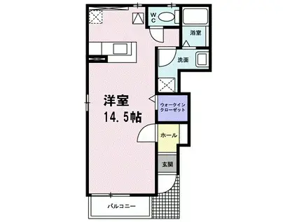 グレイスコートⅠ(ワンルーム/1階)の間取り写真