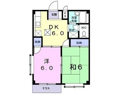 コーポアミーゴ(2DK/1階)の間取り写真