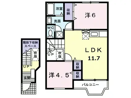 エクセルハイムⅡ(2LDK/2階)の間取り写真