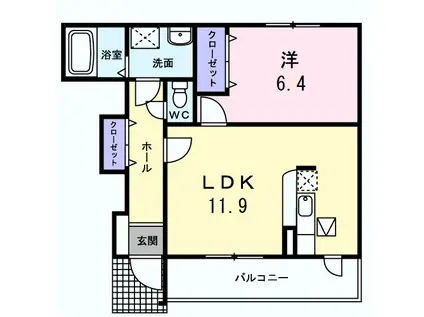 サニ- K1(1LDK/1階)の間取り写真