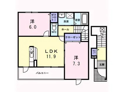 サニ- K1(2LDK/2階)の間取り写真