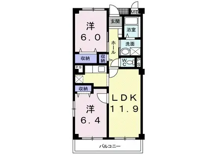 ア・ラ・モード 2002(2LDK/2階)の間取り写真