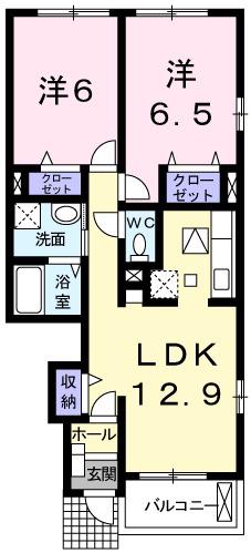 フォーロ・デルコートⅡB(2LDK/1階)の間取り写真
