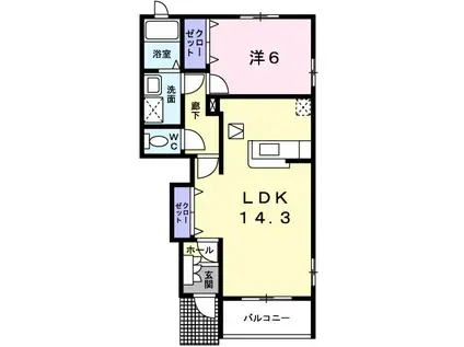 シャン・ド・フルール Ⅲ(1LDK/1階)の間取り写真