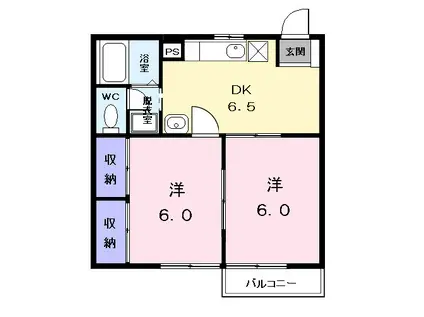 すわハイム1(2DK/1階)の間取り写真