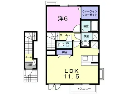 クリアネス(1LDK/2階)の間取り写真