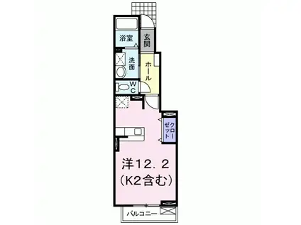 エーデルハイムK(1K/1階)の間取り写真