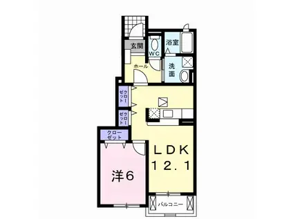 プラシードフィル1(1LDK/1階)の間取り写真