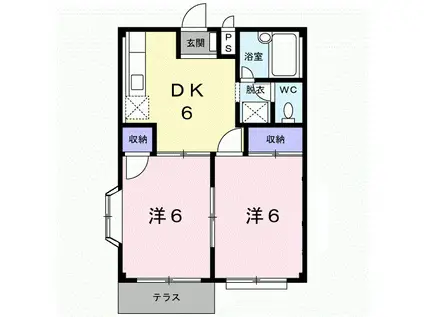エルディム上野(2DK/1階)の間取り写真