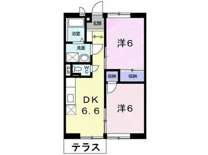 シティ楠の木(2DK/1階)の間取り写真