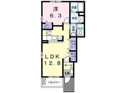 ルーチェ・Ⅱ(1LDK/1階)の間取り写真