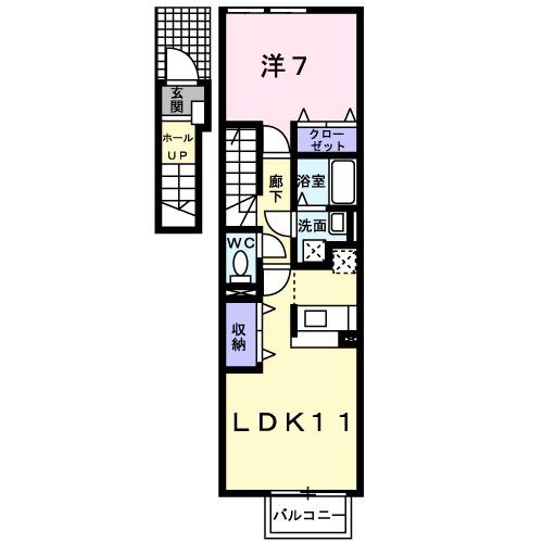 オーブⅡ(1LDK/2階)の間取り写真