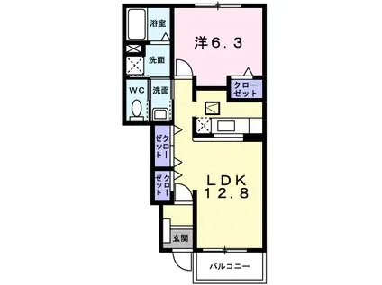 ヴァン・セゾニエⅣ(1LDK/1階)の間取り写真