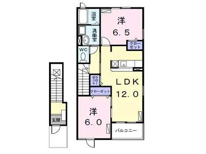モデルノコルソB(2LDK/2階)の間取り写真
