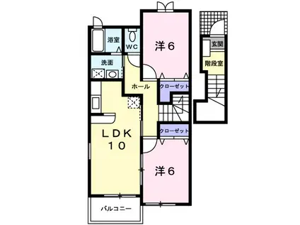 プラシードフィルⅣ(2LDK/2階)の間取り写真