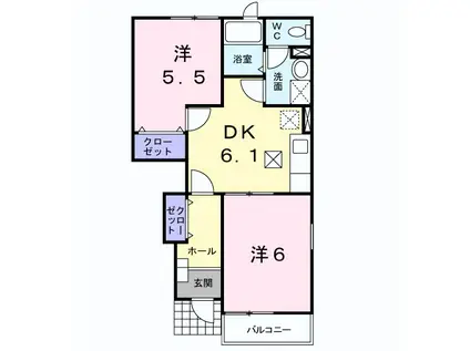 白蔵2A(2DK/1階)の間取り写真