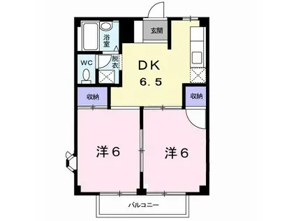 グリーンヒルズB(2DK/2階)の間取り写真
