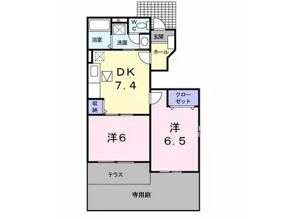 エミネンス湘南Ⅶ(2DK/1階)の間取り写真