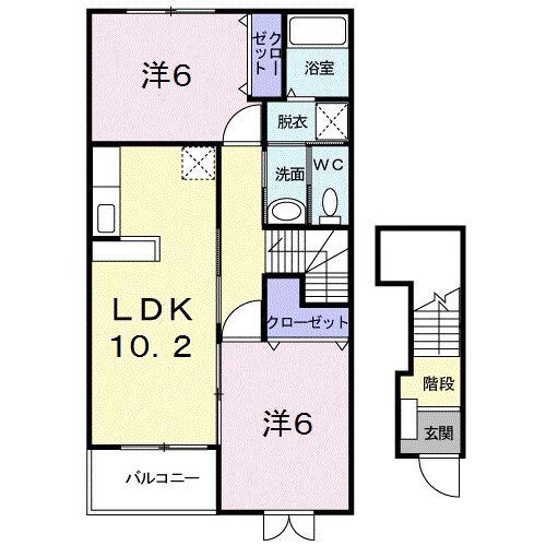 グランデ・フィオーレⅡ(2LDK/2階)の間取り写真