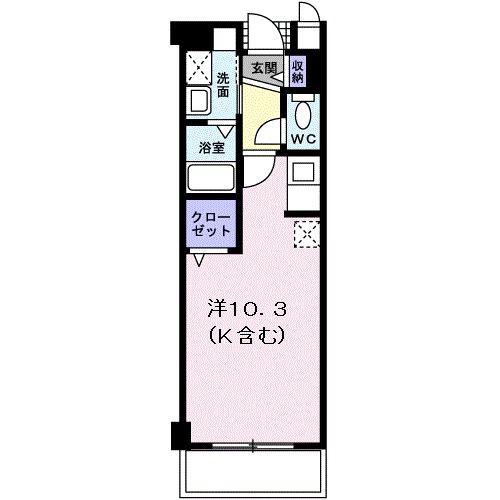 フォンテーヌ(ワンルーム/2階)の間取り写真