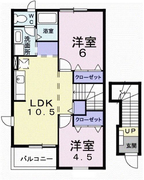 SフィオーレⅠ(2LDK/2階)の間取り写真