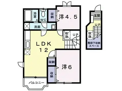 サンビレッジ河原田Ⅱ(2LDK/2階)の間取り写真