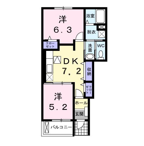 モルティⅦ(2DK/1階)の間取り写真