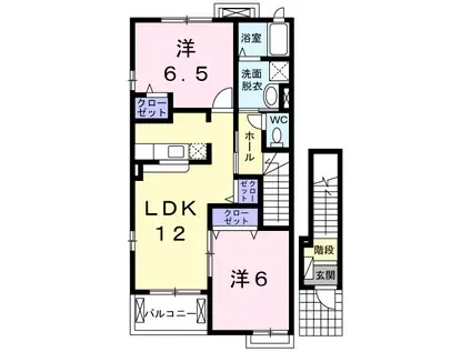 アイディル・ハイム(2LDK/2階)の間取り写真