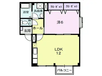 メゾンフローラ(1LDK/1階)の間取り写真