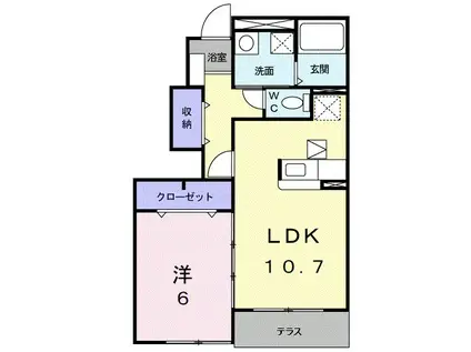 ベニッシモB(1LDK/1階)の間取り写真