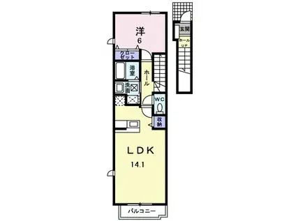 パーク・イーストⅡ(1LDK/2階)の間取り写真