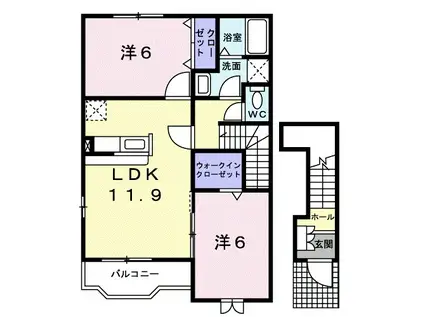 ブライトノ-バ(2LDK/2階)の間取り写真
