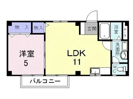 ヘスティア21(1LDK/1階)の間取り写真