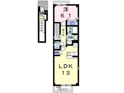 プランドールM(1LDK/2階)の間取り写真